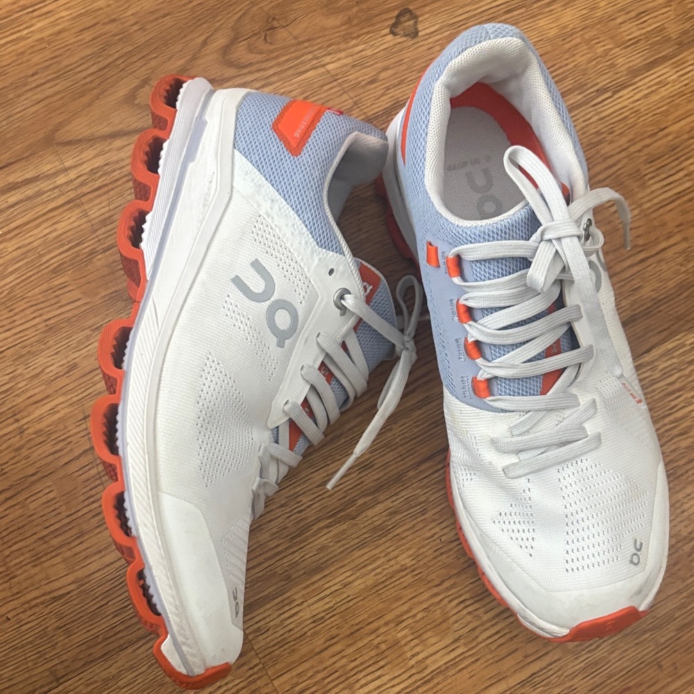 On Running White & Orange Women's Athletic Shoes